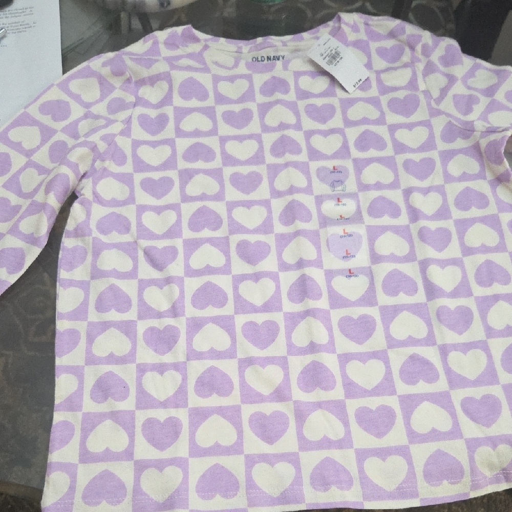 Old Navy Lavender Heart Print Shirt